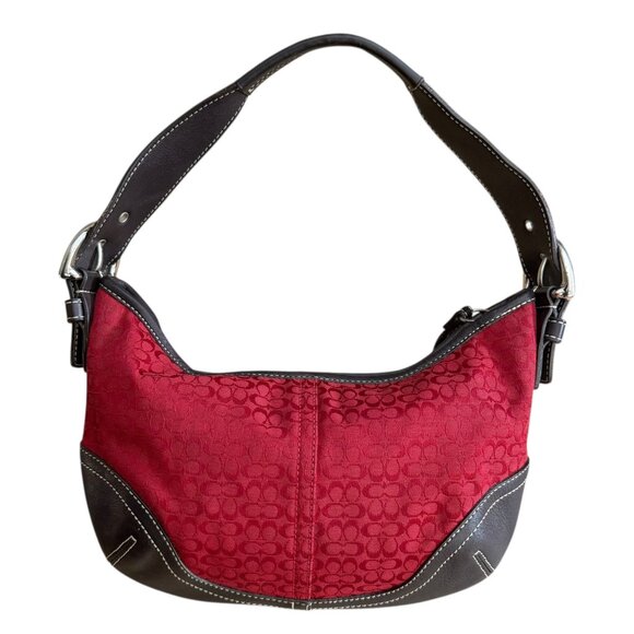 Coach 6351 Signature Canvas Mini Soho Hobo Shoulder Bag Red Y2K Small - Picture 1 of 9